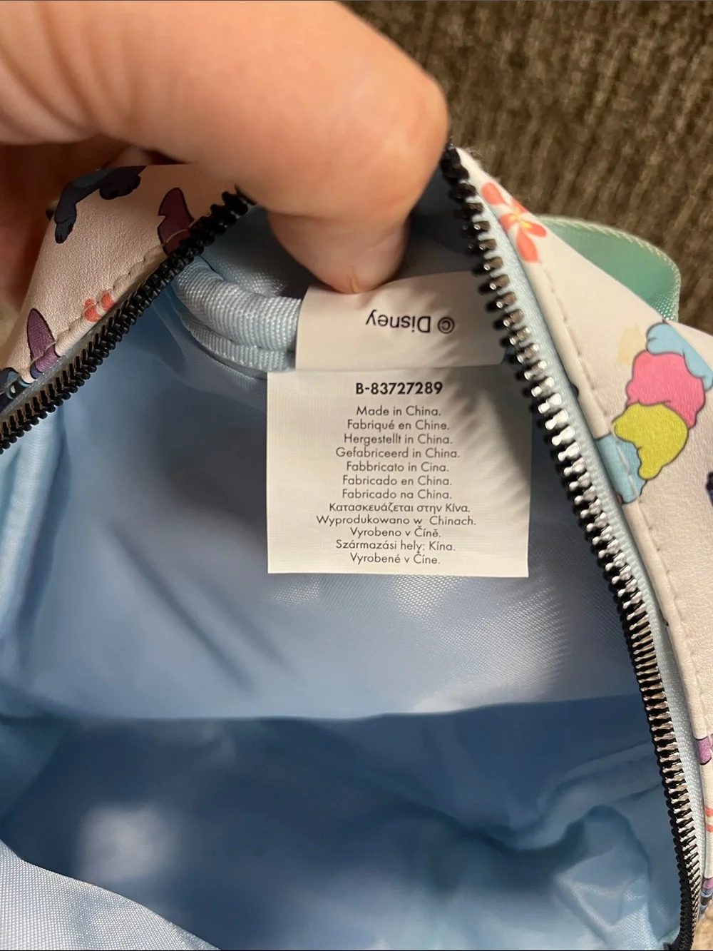 Disney Blue Stitch Print Mini Backpack with Mint Accents